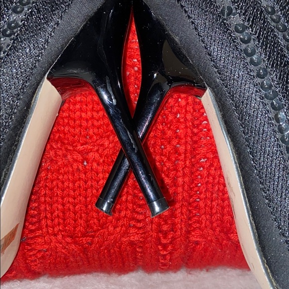 Black Sequined Stiletto Booties. Size 6.5 - Picture 5 of 8